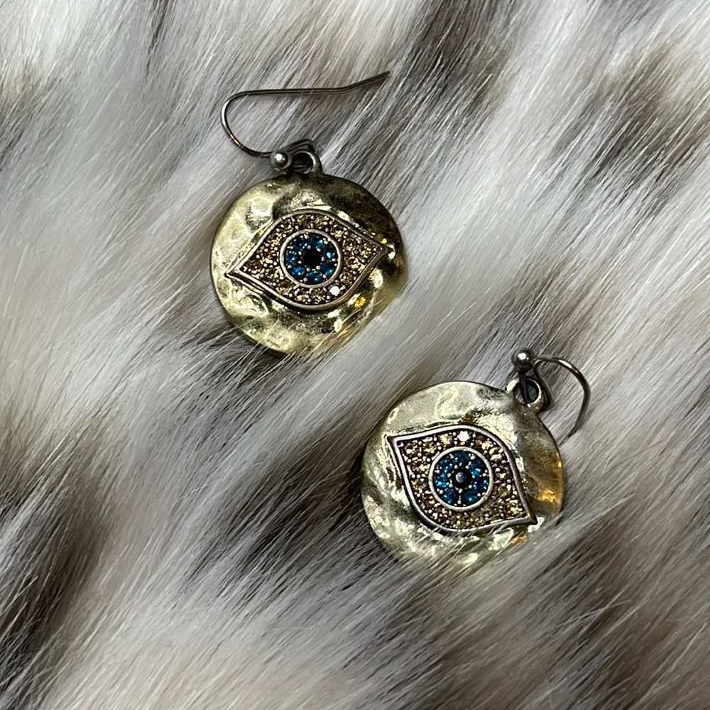 Rachel Roy Medallion Evil Eye Earrings